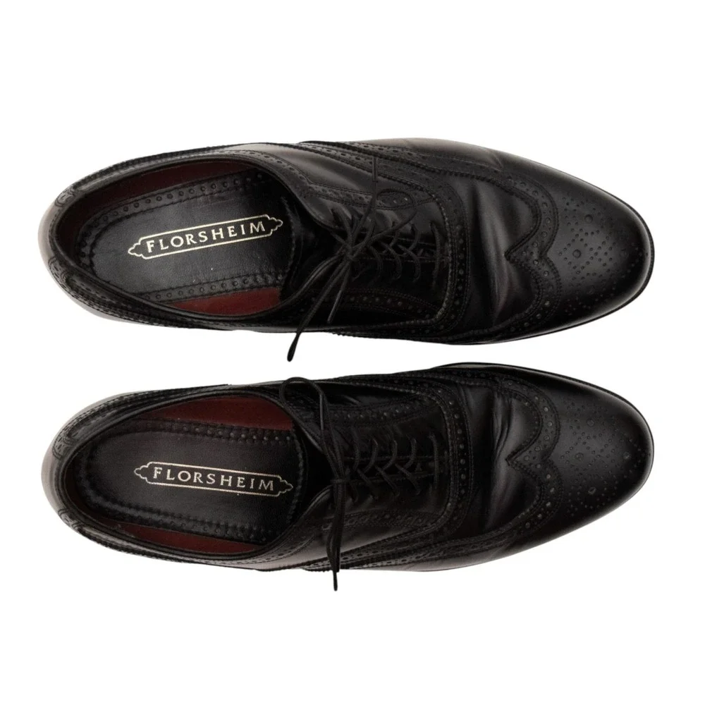 Florsheim Lexington Men's Black Leather Wingtip Oxford Dress Shoes Size 8.5 3E